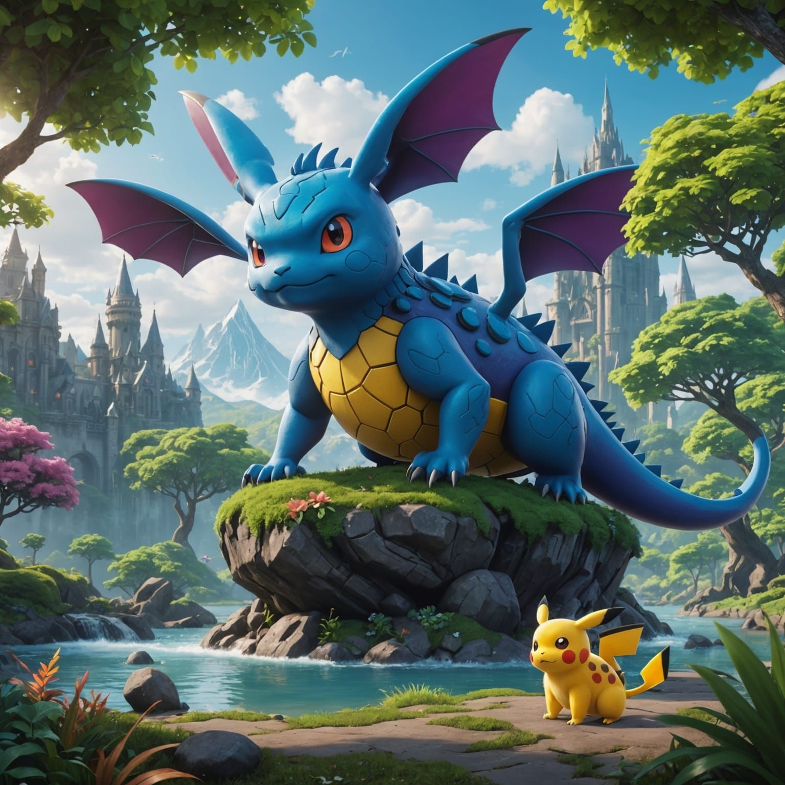 Detailed Pokemon Matte Painting in Deep Color