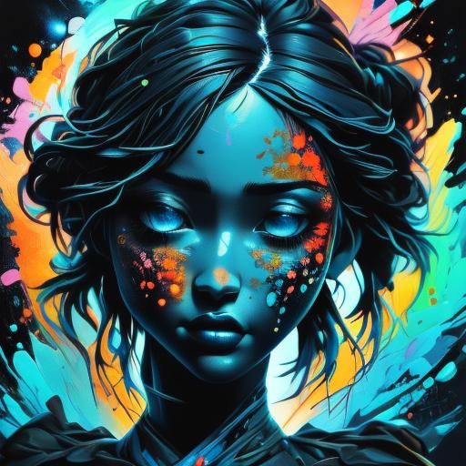 Silhouette Portrait with Colorful Paint Splashes