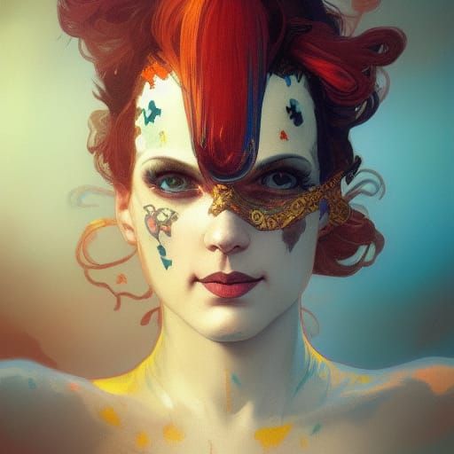 Detailed Circus Freak Portrait in Art Nouveau Style