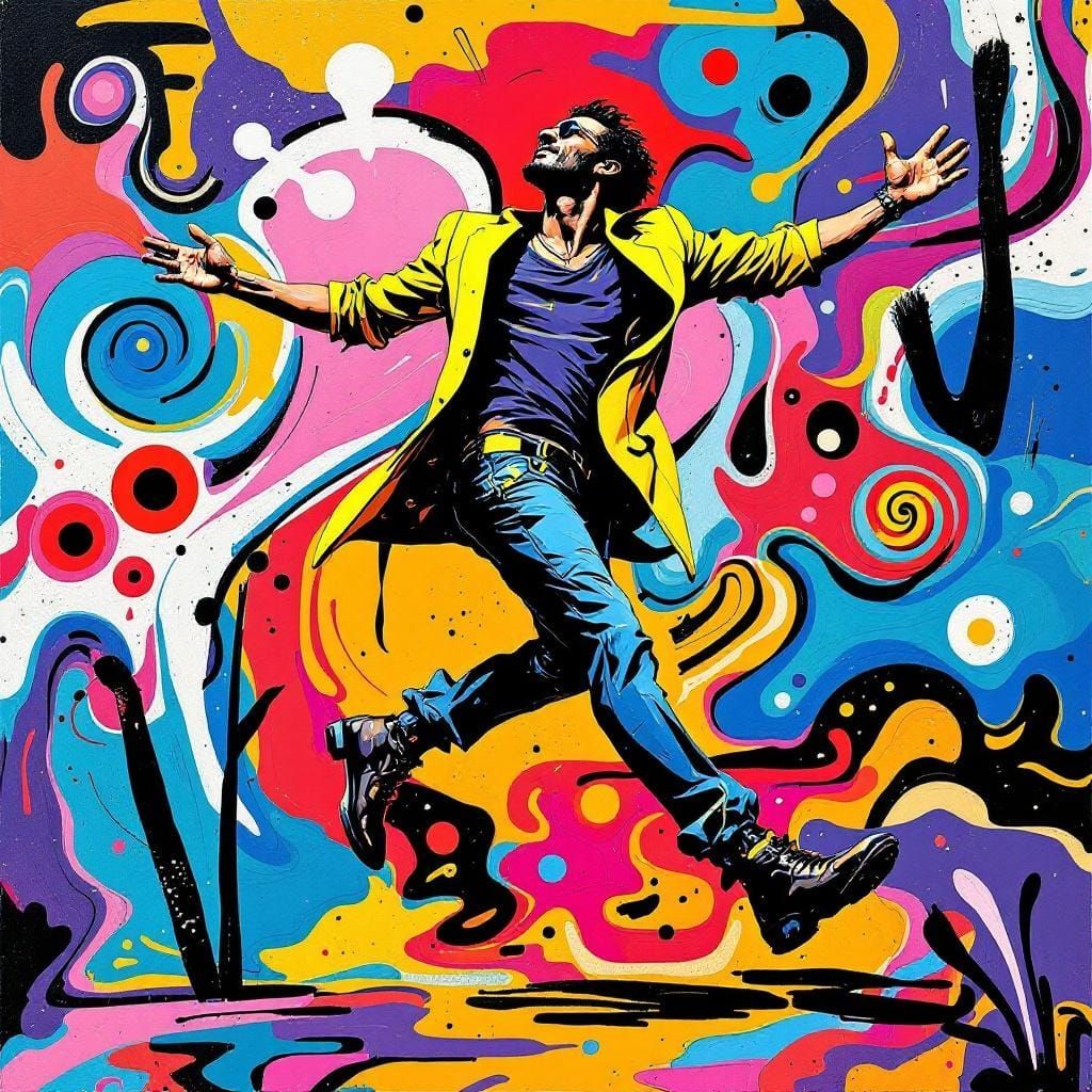 Psychedelic Dancer in Pop Art Style