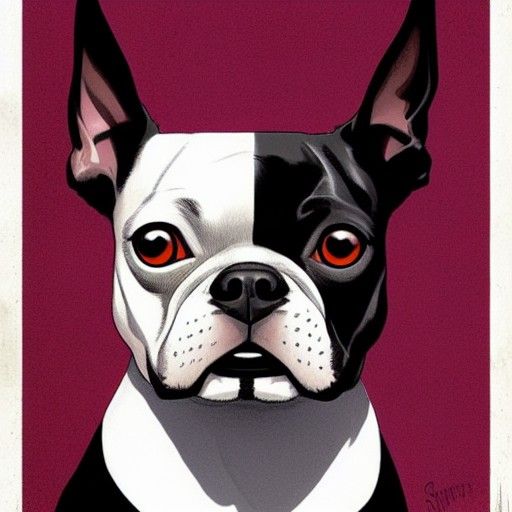 Sinister Boston Terrier in Graphic Novel Style