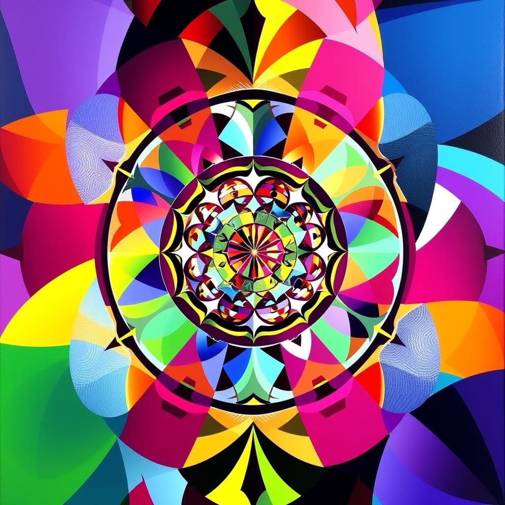 Vibrant Geometric Art with Dynamic Patterns and Shapes