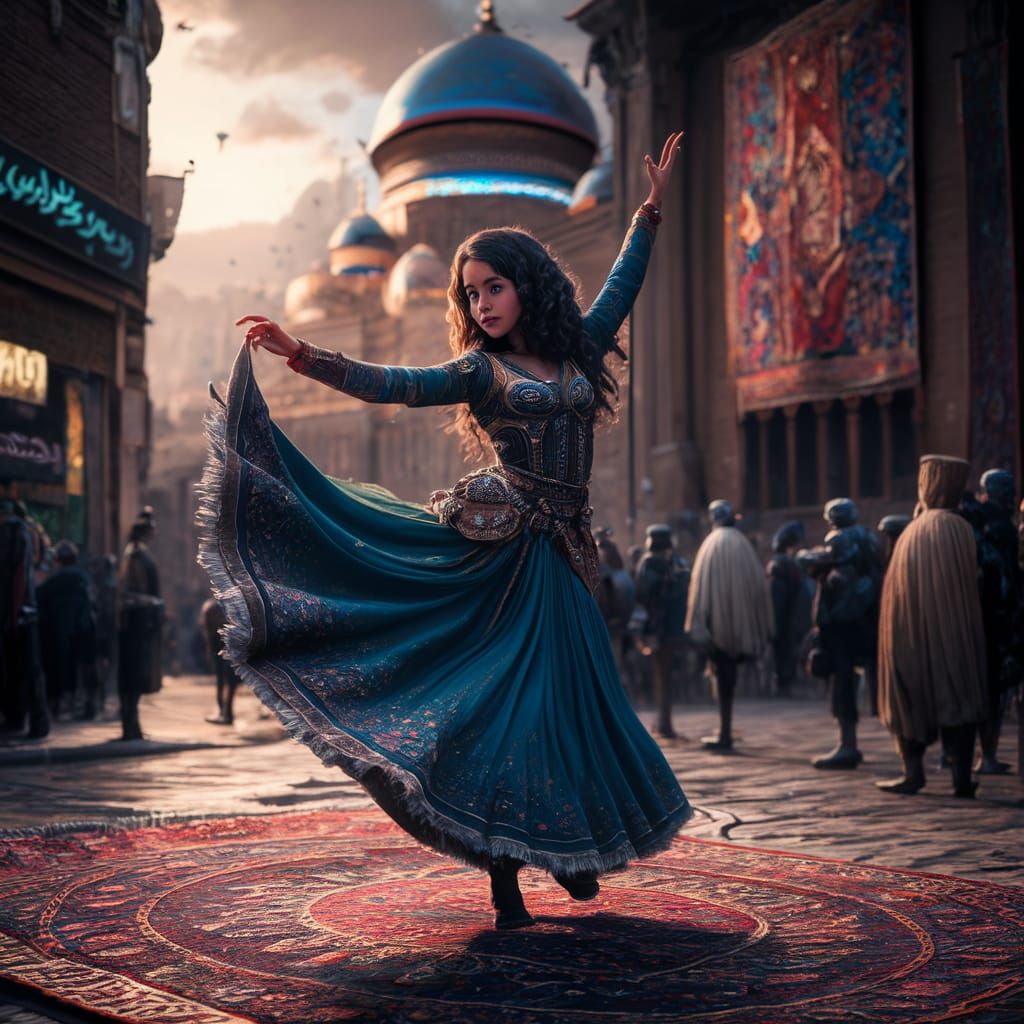 Girl Dancing on Carpet in Azadi Square