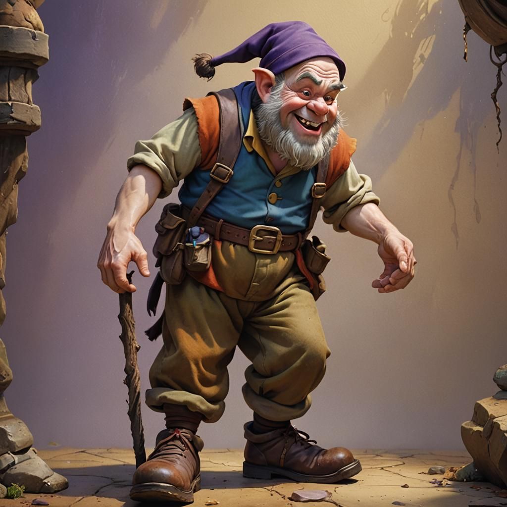 Hyperrealistic Dopey Render: A Dwarf's Exhaustion