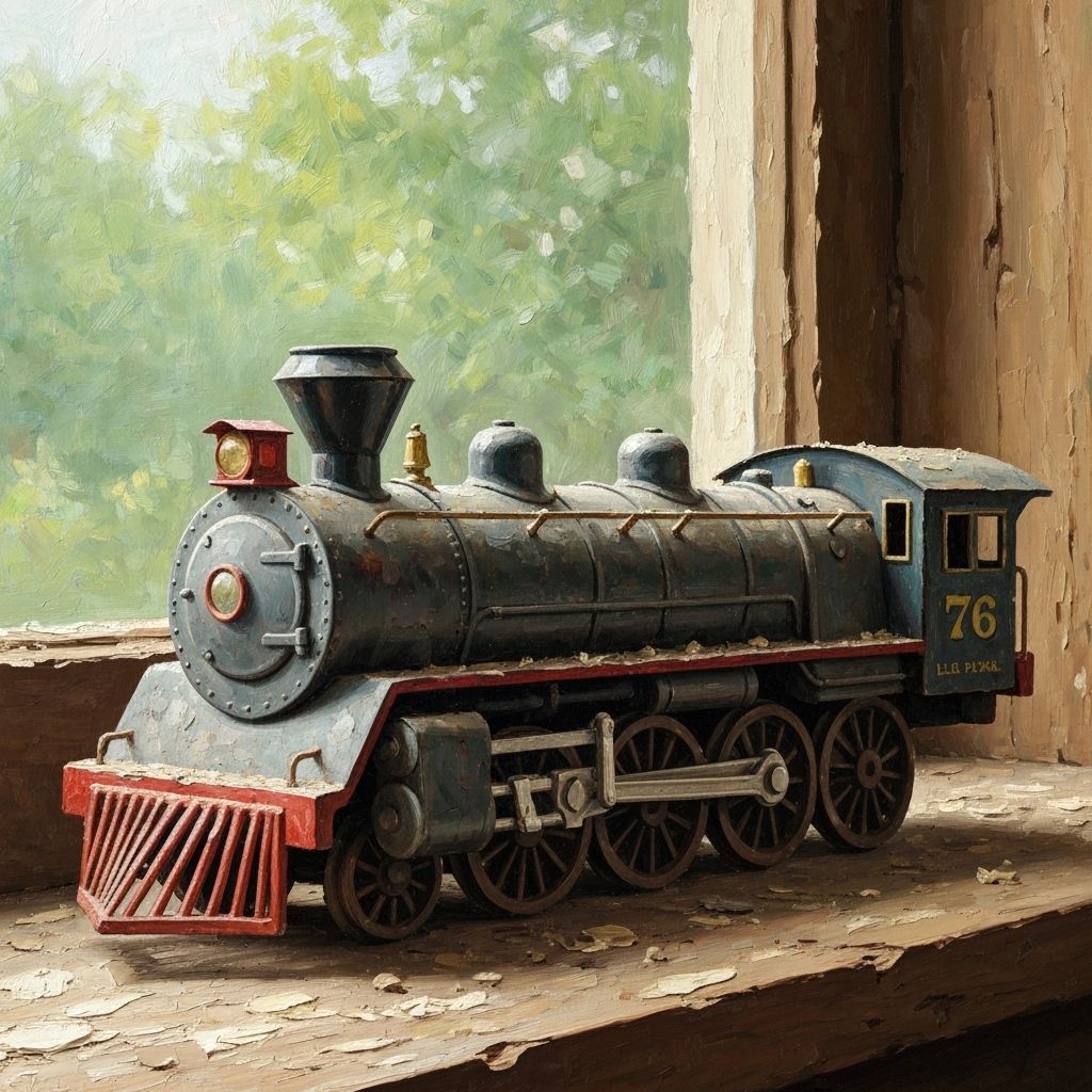 Nostalgic Lionel Train on Dusty Window Sill