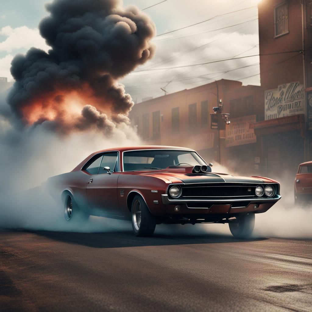 Muscle Car Burnout: Epic Digital Matte Painting