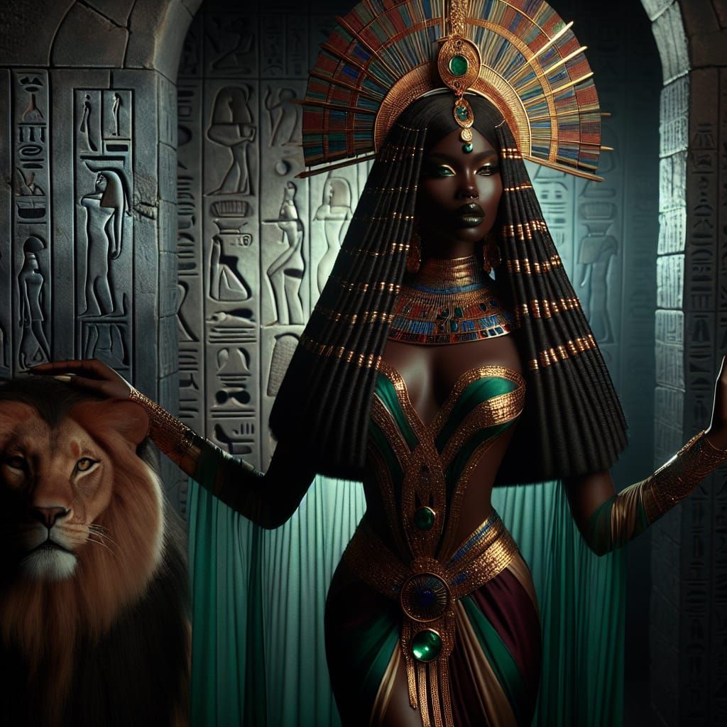 Egyptian Goddess of Fertility and Strength in Ancient Temple
