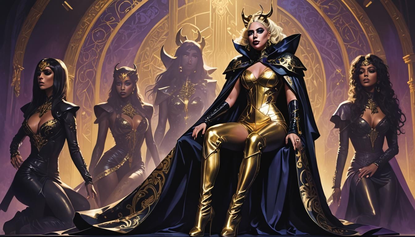 Lady Gaga as Goddess in Gold Latex, Fantasy Art