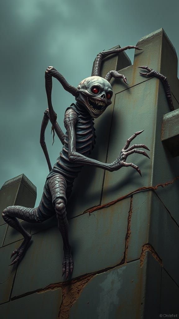 Grotesque Eldritch Creature Ascends in Dark Surrealism