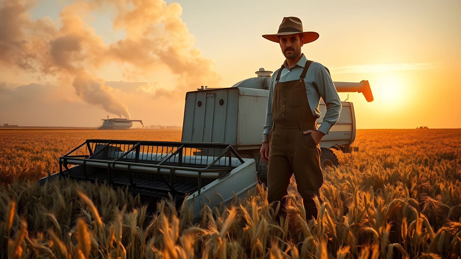 Harvester Harvesting Gold Chunks with Pollution