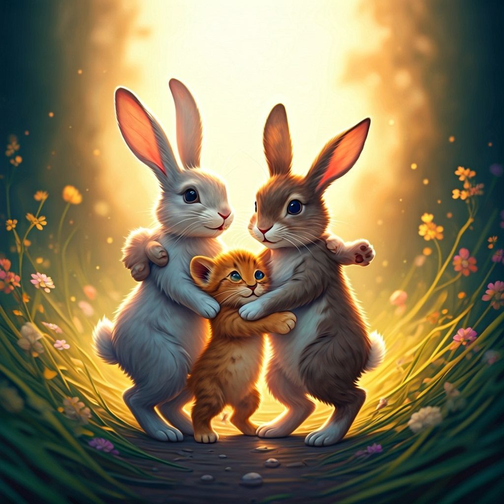 Fluffy Animals Dancing in Pastel Colors