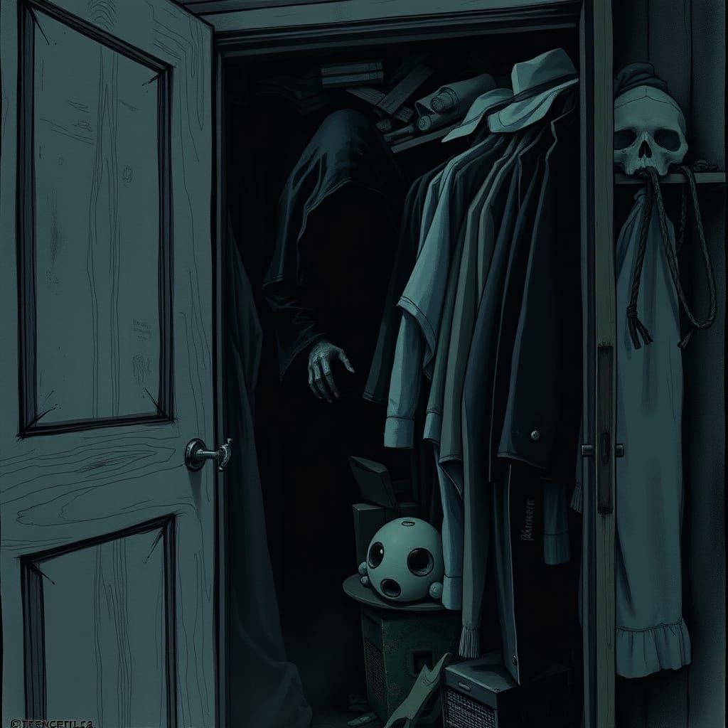 Ethereal Figure Emerges from Shadows in a Haunting, Atmosphe...