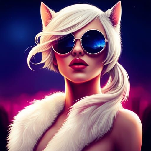 Enchanting White Pixie Cat in Shades