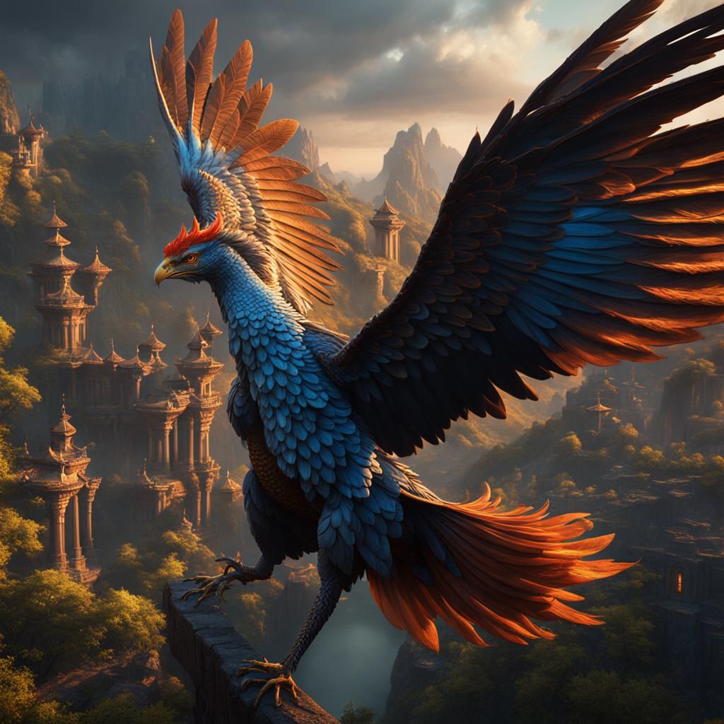 Detailed Matte Painting of a Simurgh