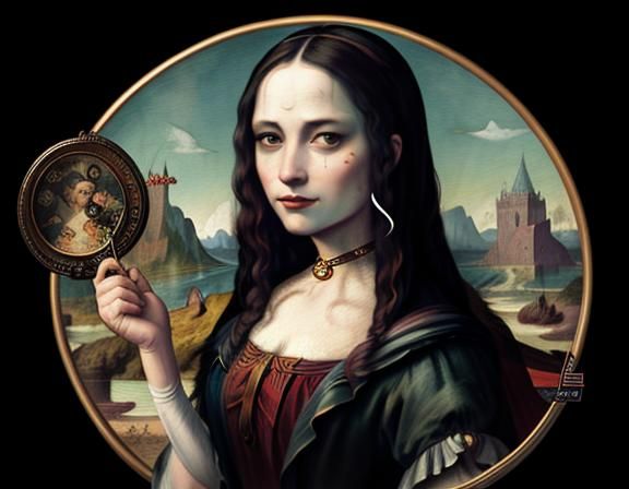 Harley Quinn as Mona Lisa in Potter Style