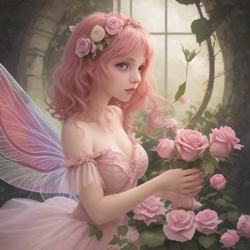 Delicate Rose Fairy Illustration