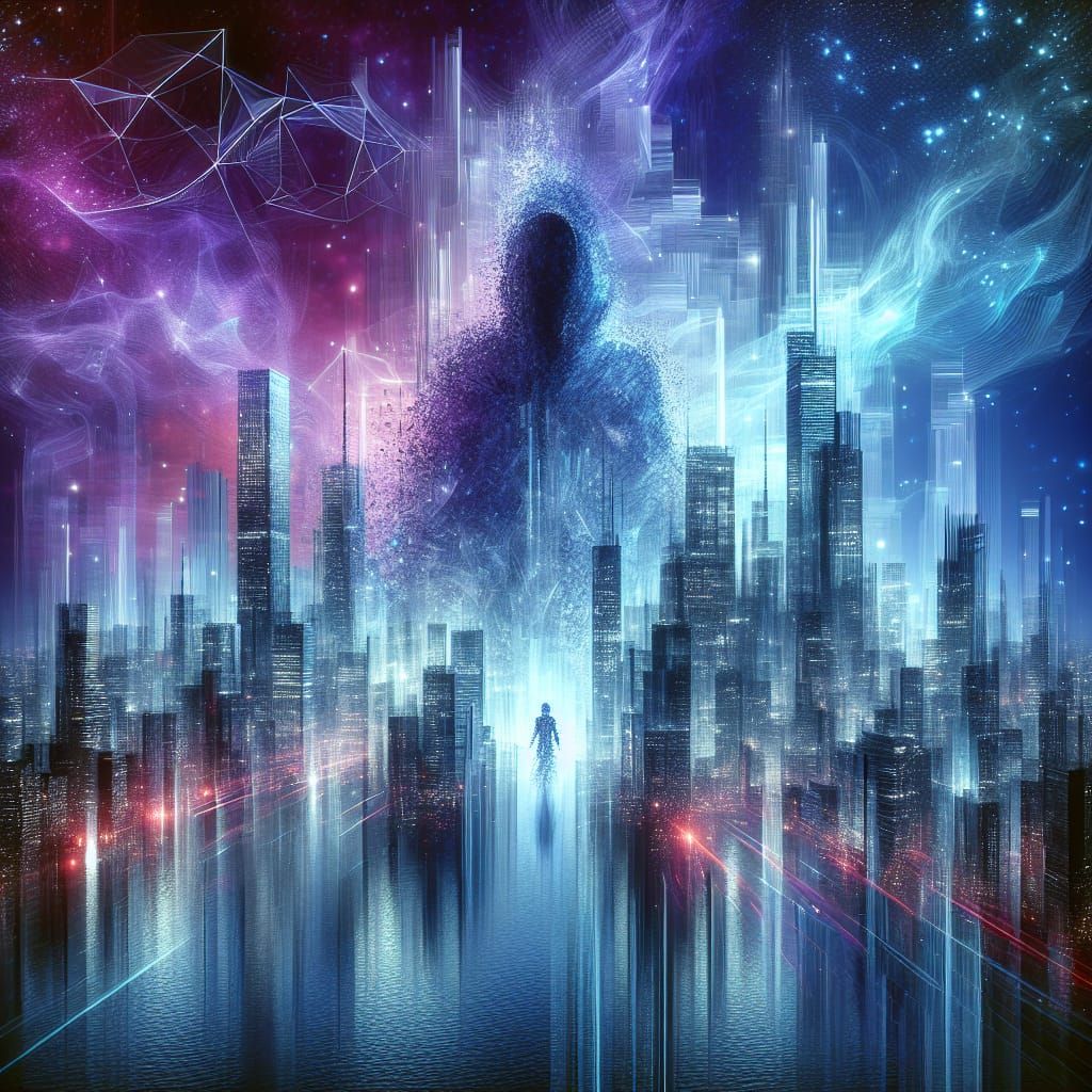 Ethereal Phantom Cityscape in Deep Blues