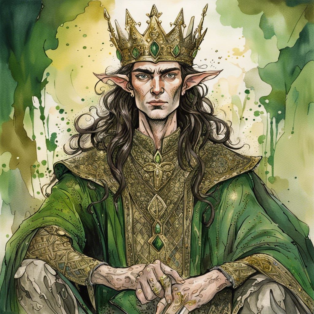 Ornate Portrait of a Non-Binary Elven King