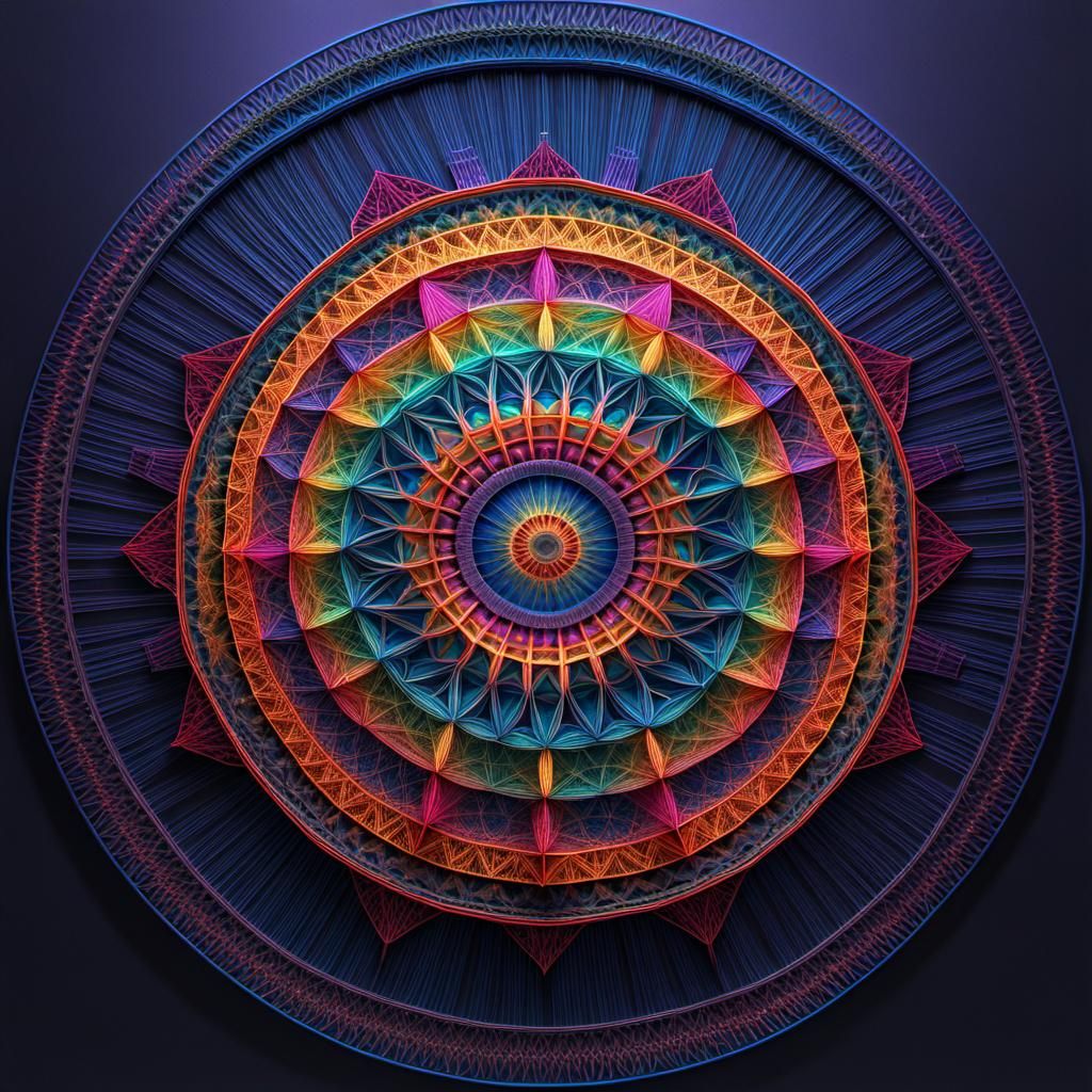 Vibrant 3D String Mandala in Gallery, Fantasy Art