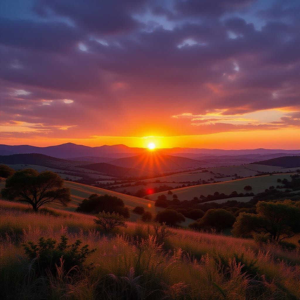 Texas Hill Country Sunset: A Colorful Vista