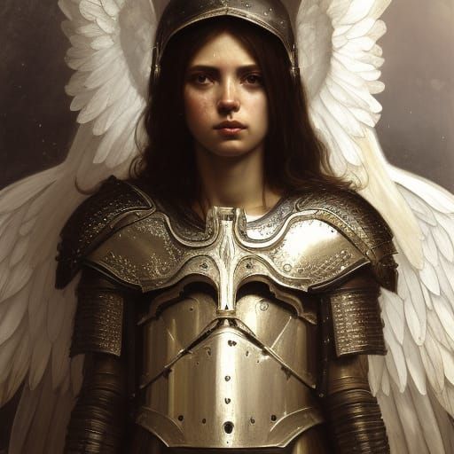 Angel Knight Portrait in Hyperrealistic Style