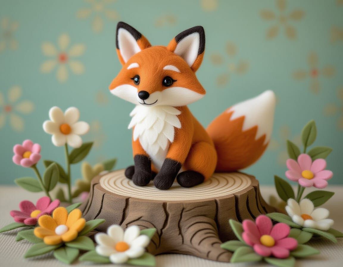 Whimsical Felted Fox in Beatrix Potter Style