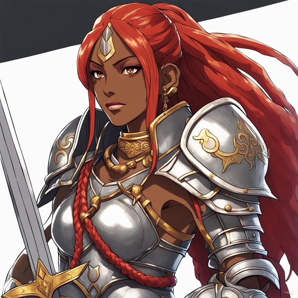 Gerudo Female Knight with Red Hair, Anime Style