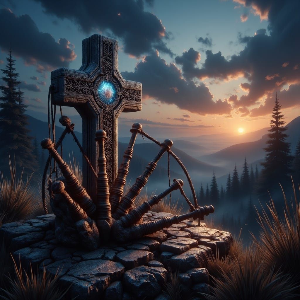 Majestic Highland Landscapes with Celtic Knotwork and Ancien...