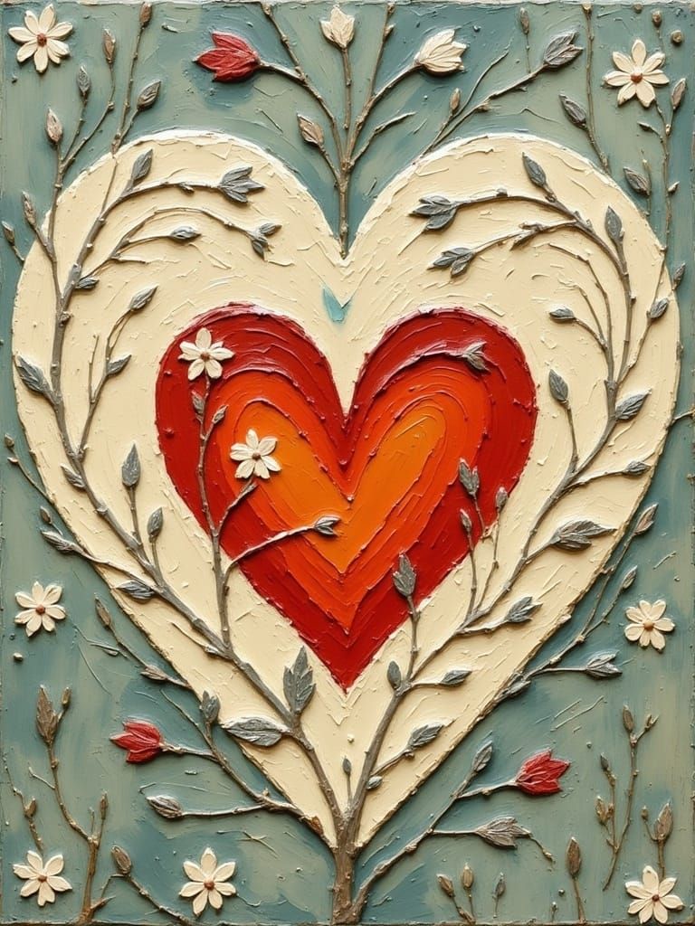 Romantic Heart Design with Vintage Floral Patterns