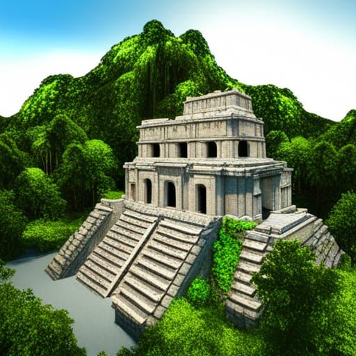 Mayan Temple Amidst Dense Jungle Foliage