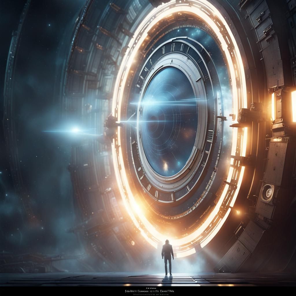 Spaceship Time Portal in Science Fiction Style