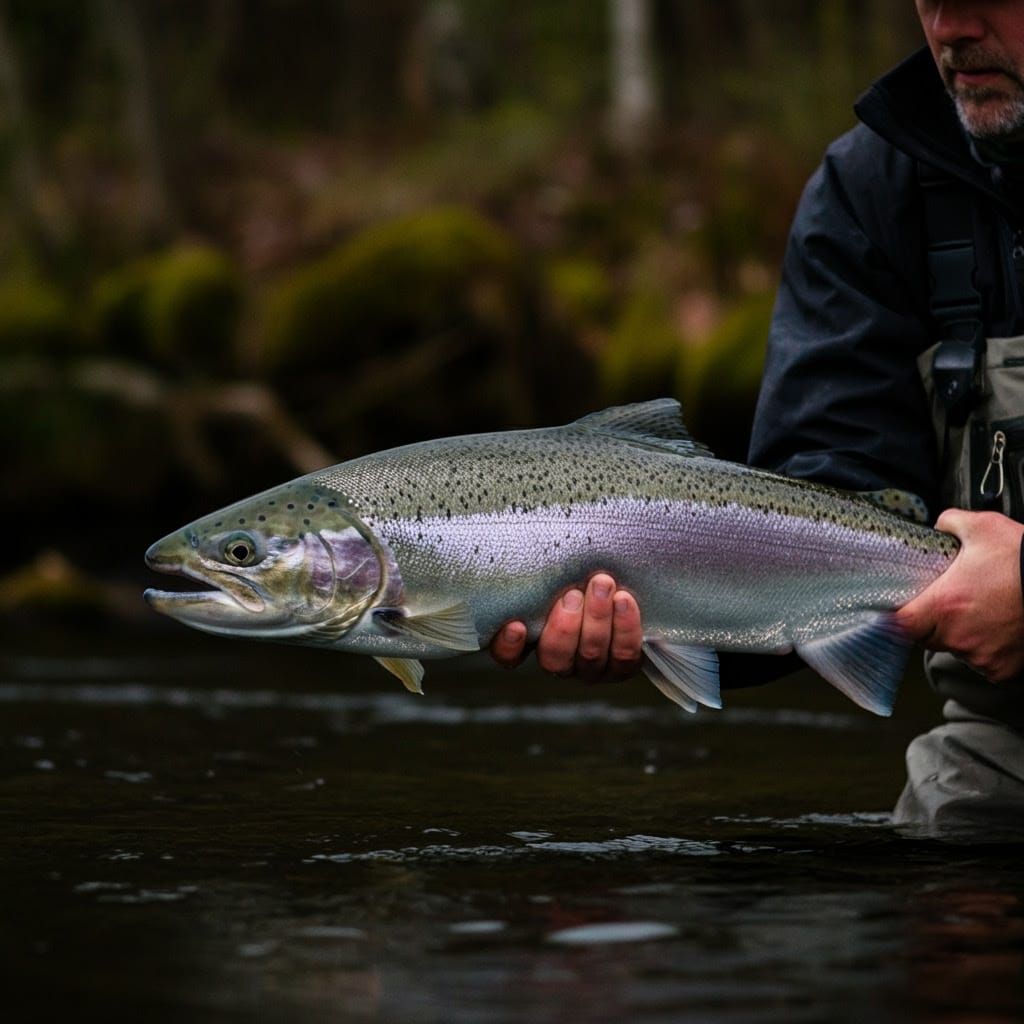 Mystical Steelhead Fishing Scene on the Brule River