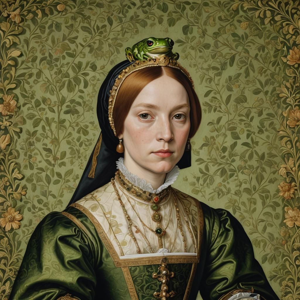 Frog Princess Portrait in Holbein Style