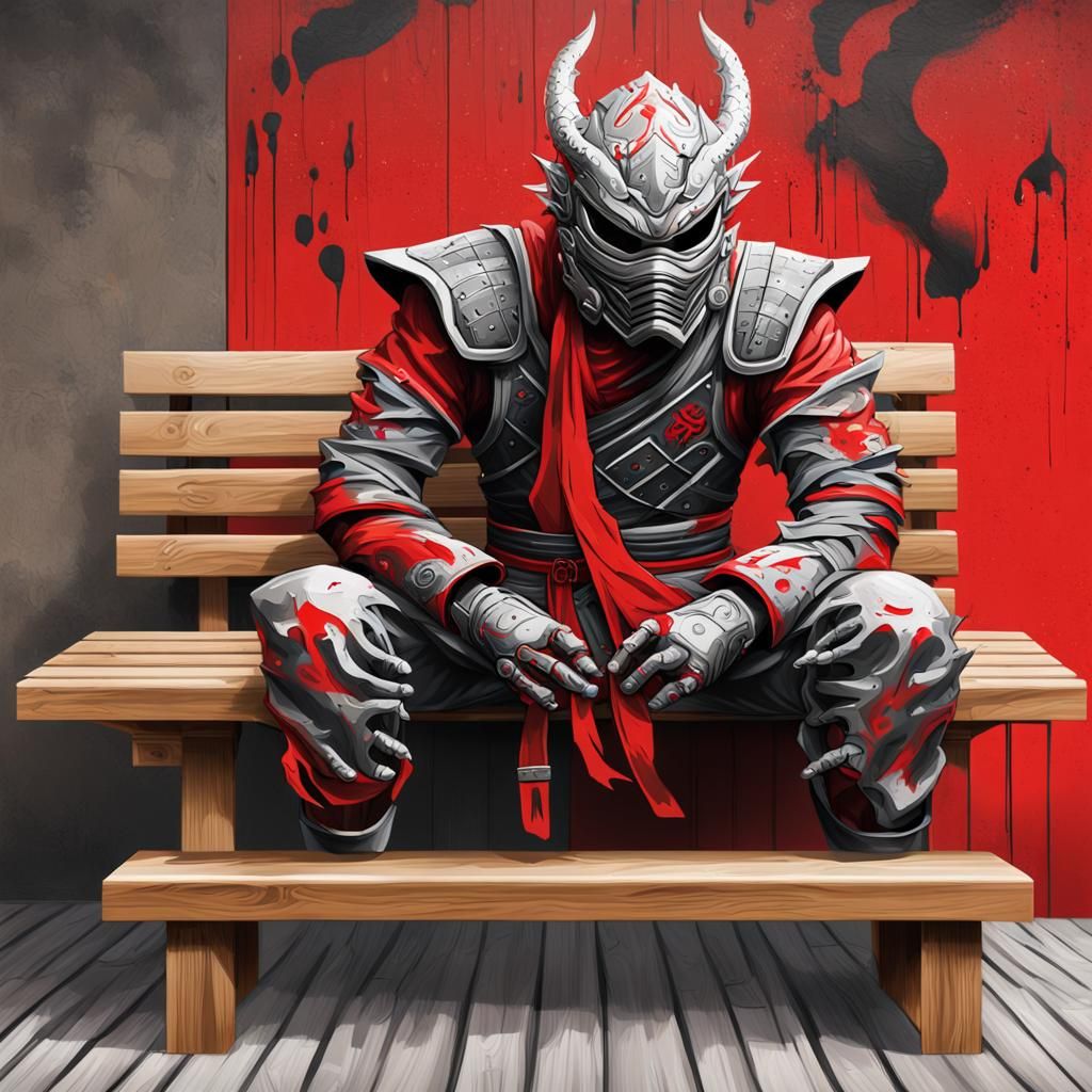 Steel Dragon Ninja Mask in Graffiti Art Style