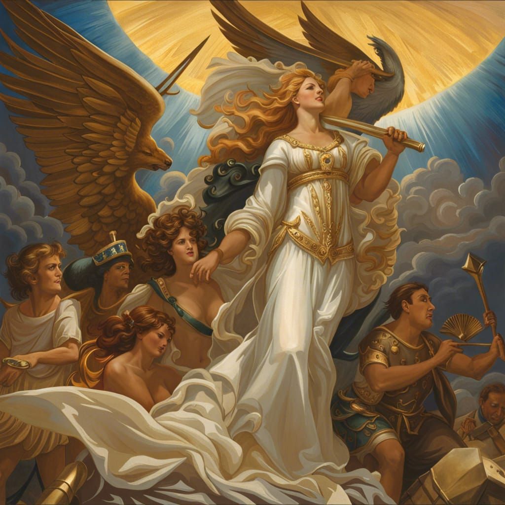 Angels and Demons Fight in Pastiglia Relief