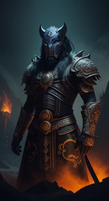 Mayan God Balam in Jaguar Mask: Digital Painting