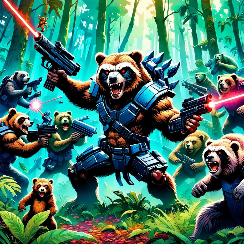 Predator Attack in Alien Jungle: Vibrant Digital Art