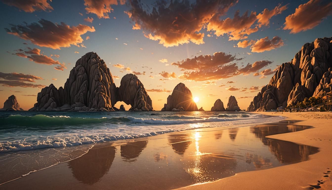 Spectacular Beach Sunset at Cabo San Lucas