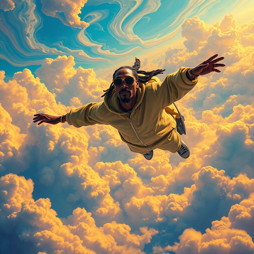Snoop Dogg Soars in Dreamlike Futuristic Sky