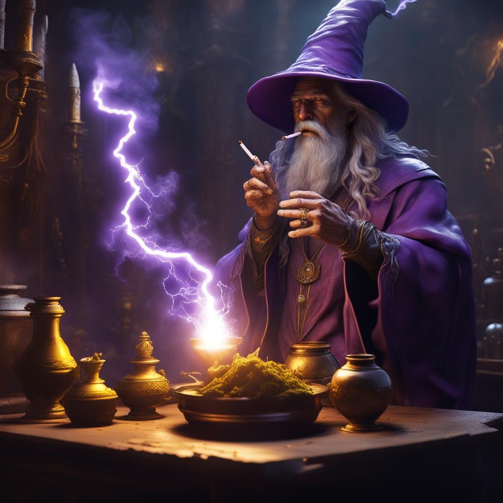 Wizard Casting Lightning: Dark Fantasy Concept Art