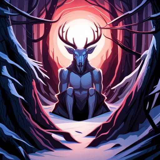 High Gothic Horror Demon in Frozen Forest