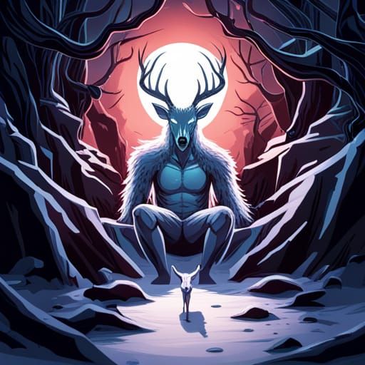 Gothic Horror Demon in Frozen Forest