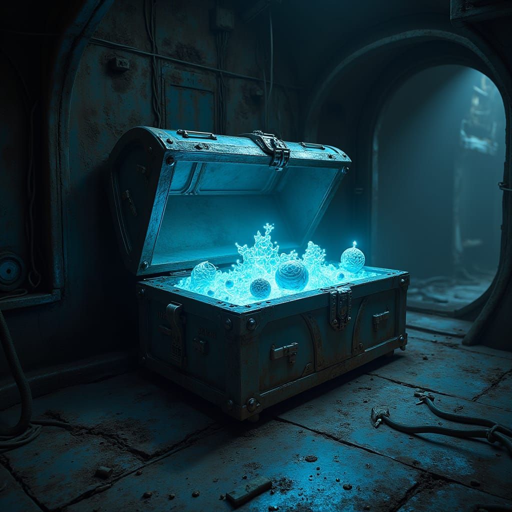 Futuristic Treasure Chest in Derelict Spaceship
