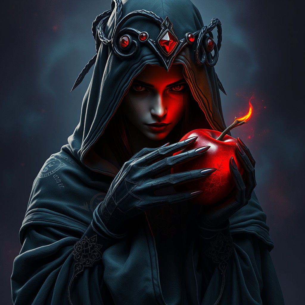Dark Fantasy Assassin with Poisoned Apple