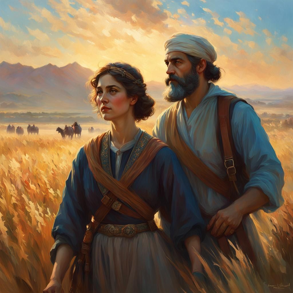 Sarah and Abraham to Canaan as Monet Painting