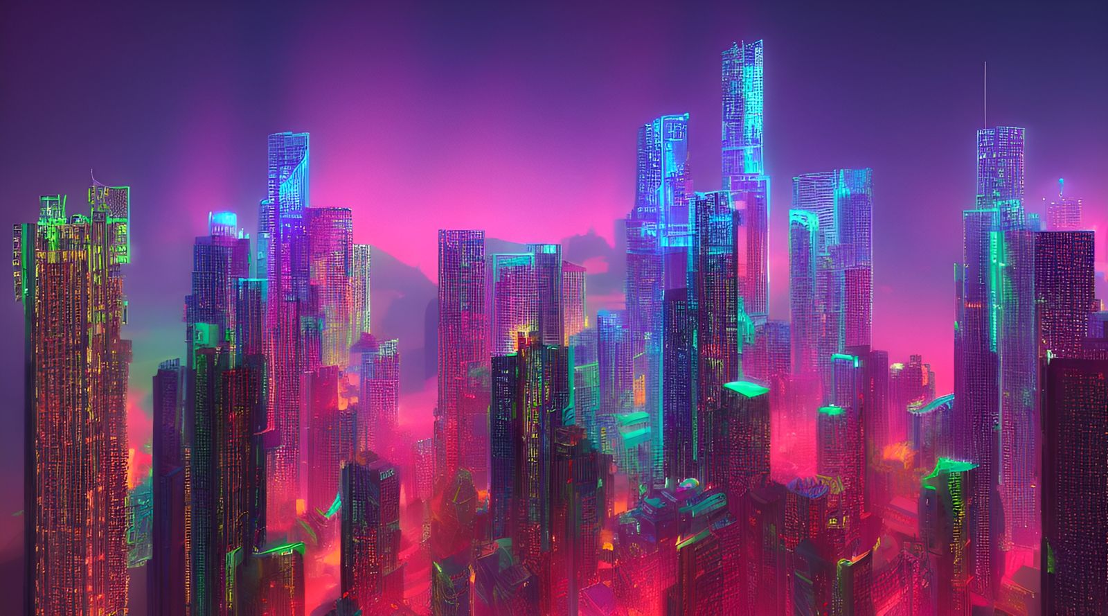 Neon Skyscraper in Cyberpunk Style