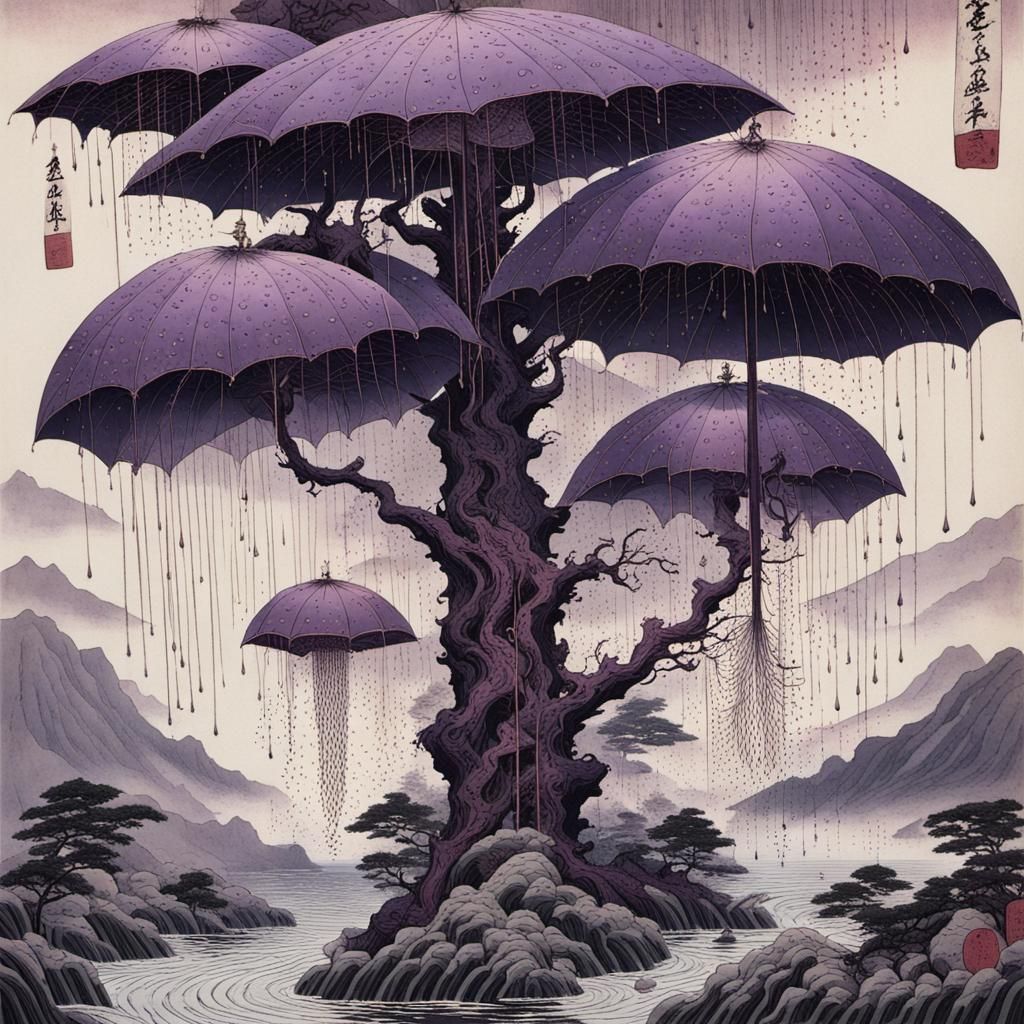Ukiyo-E: Purple Acidic Rain
