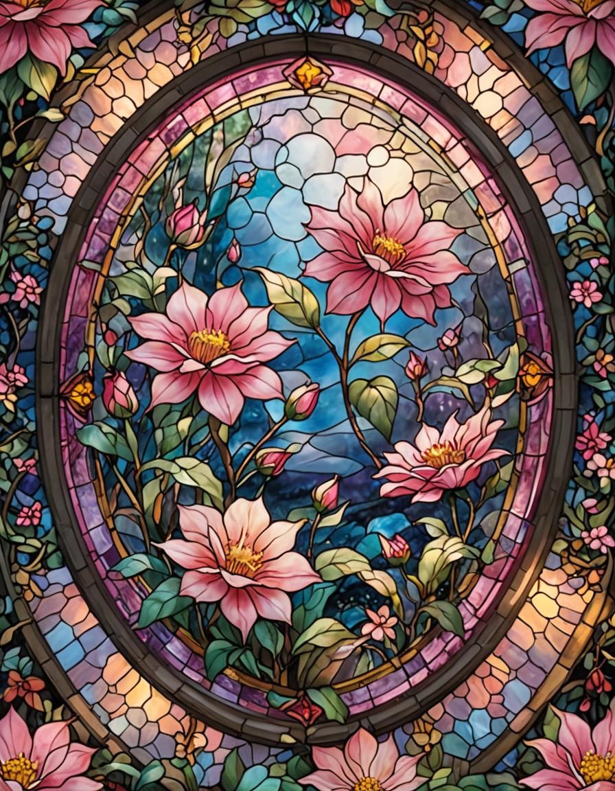Ethereal Stained Glass Gilly Flower in Pink