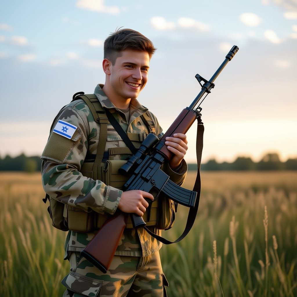 Lone Soldier Stands in Field With Broken Rifle