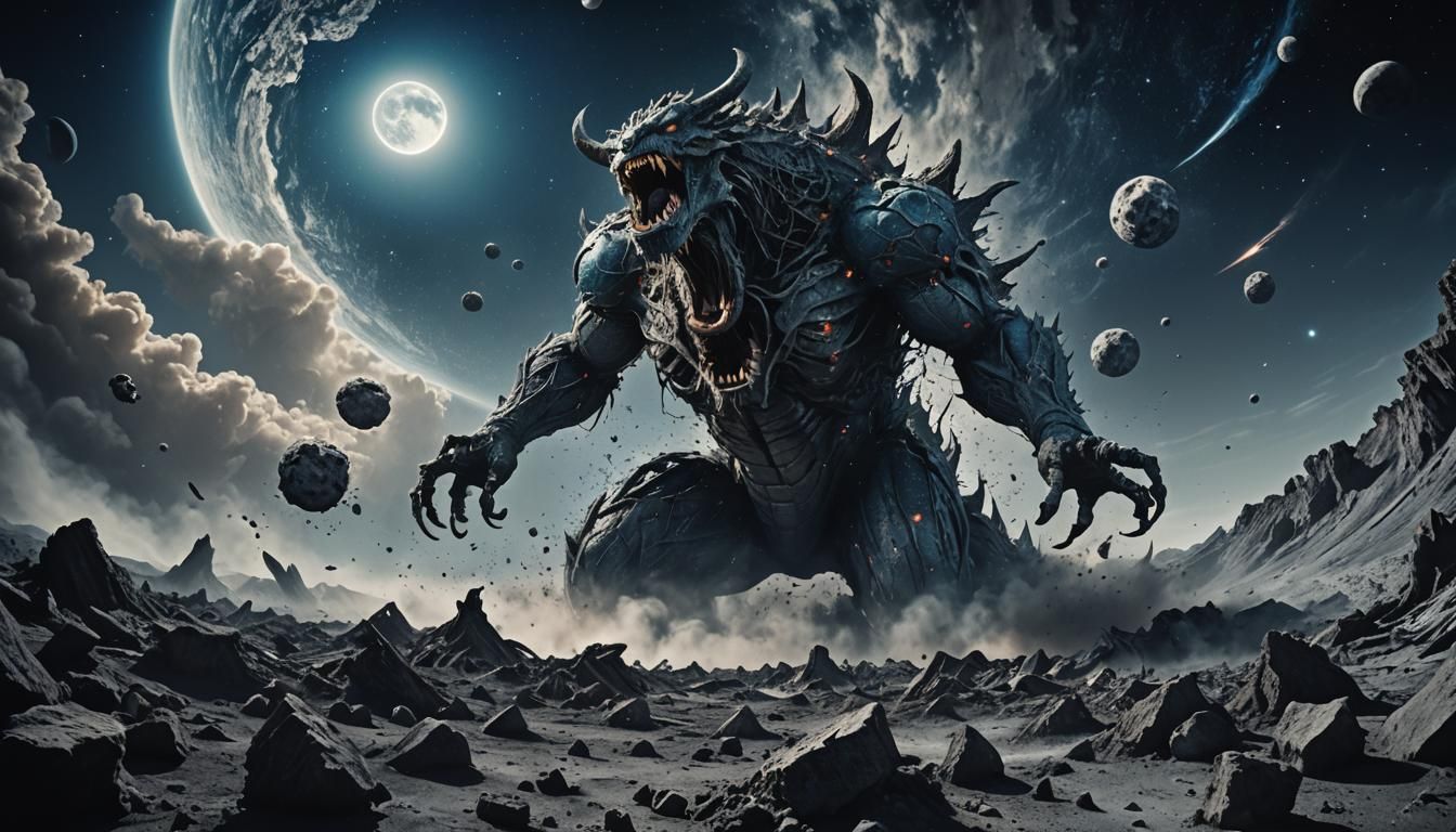 Giant Monster Eats Moon: Cinematic Film Still